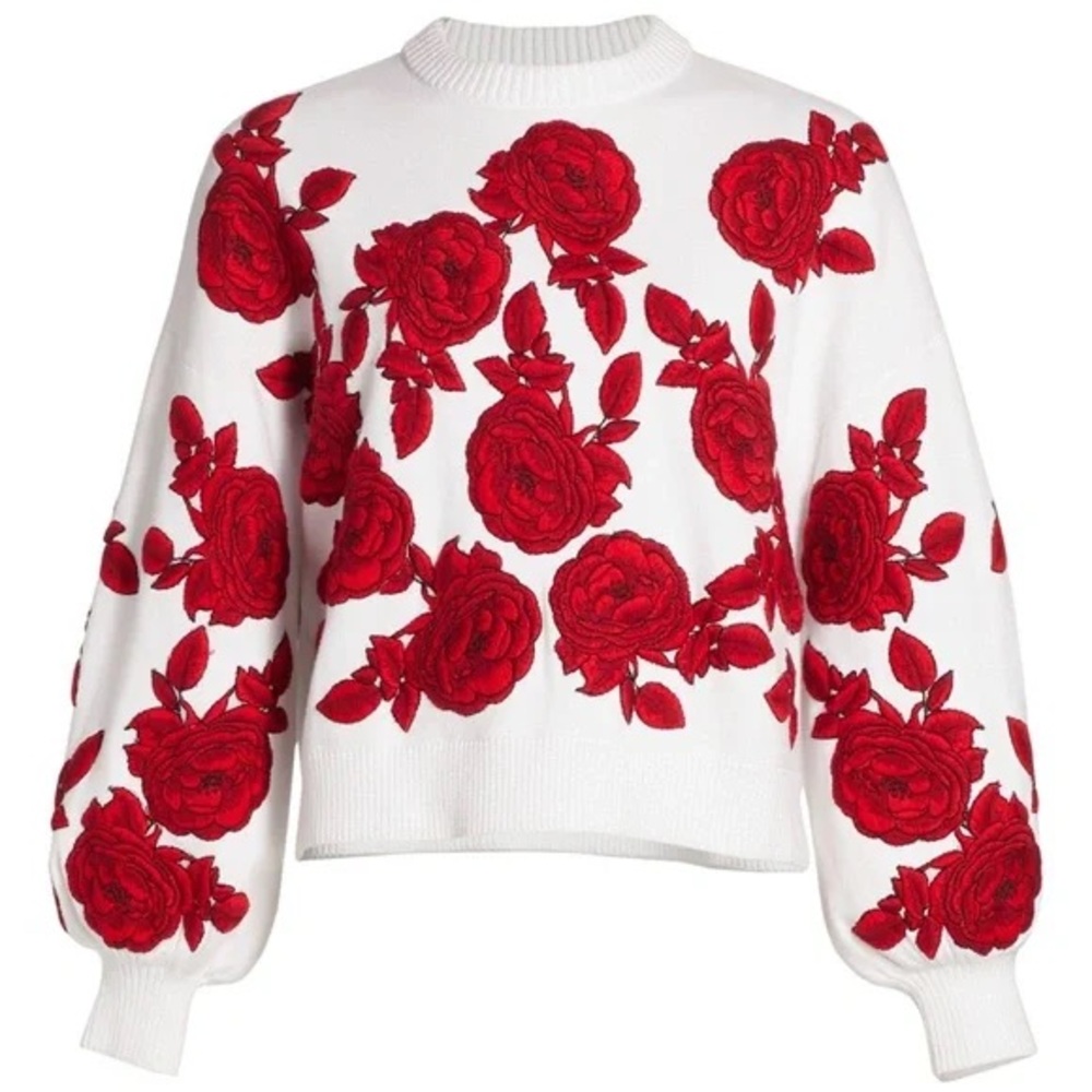 Alice + Olivia Red Floral Women's Sweater